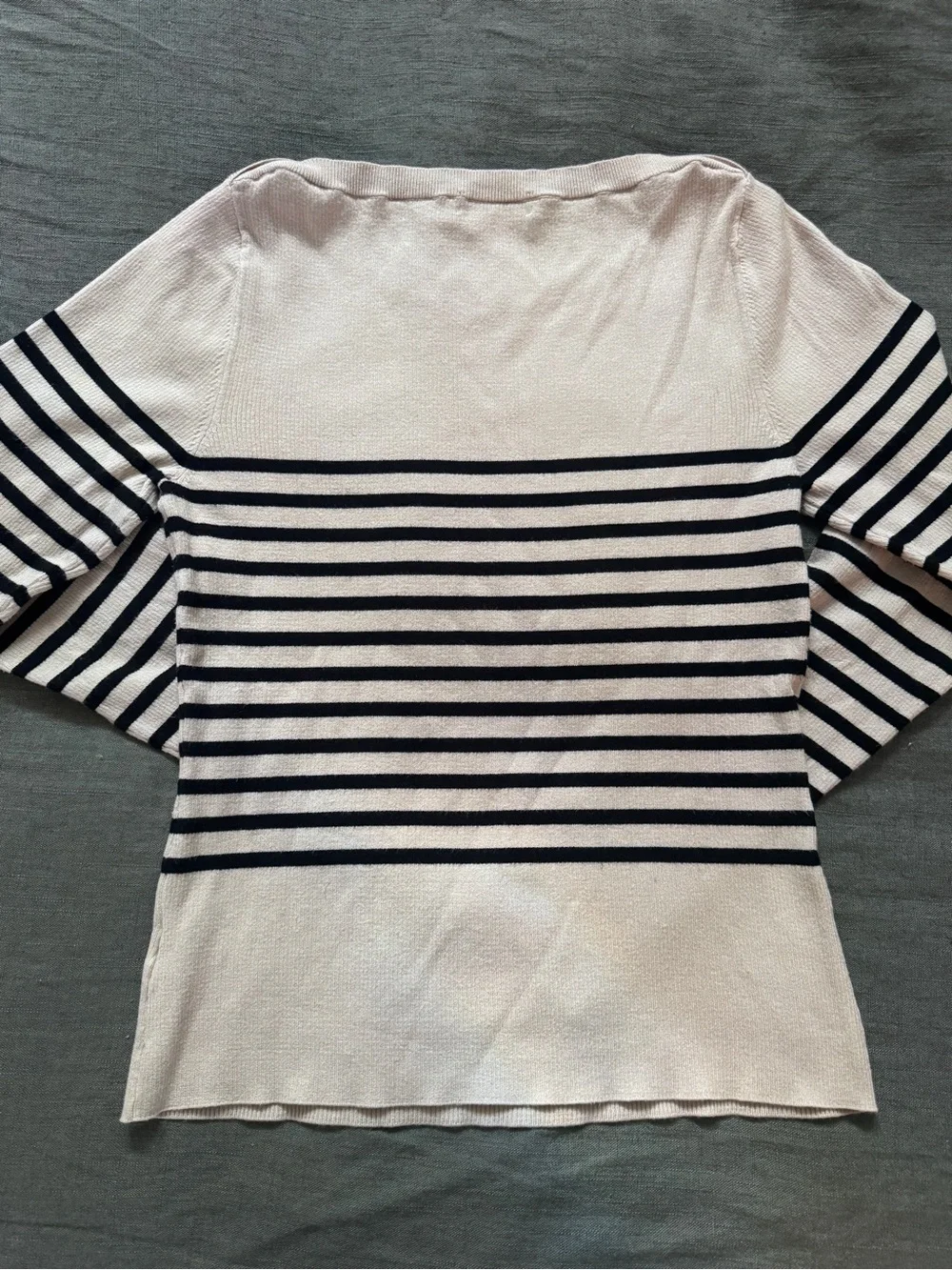 Babaton Striped Ribbed Knit Sweater - Cream & Black, Women’s Large - Picture 3 of 3